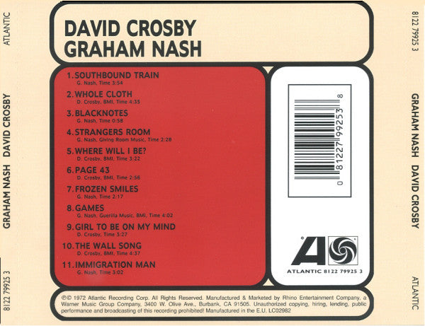 Graham Nash David Crosby* : Graham Nash David Crosby (CD, Album, RE)