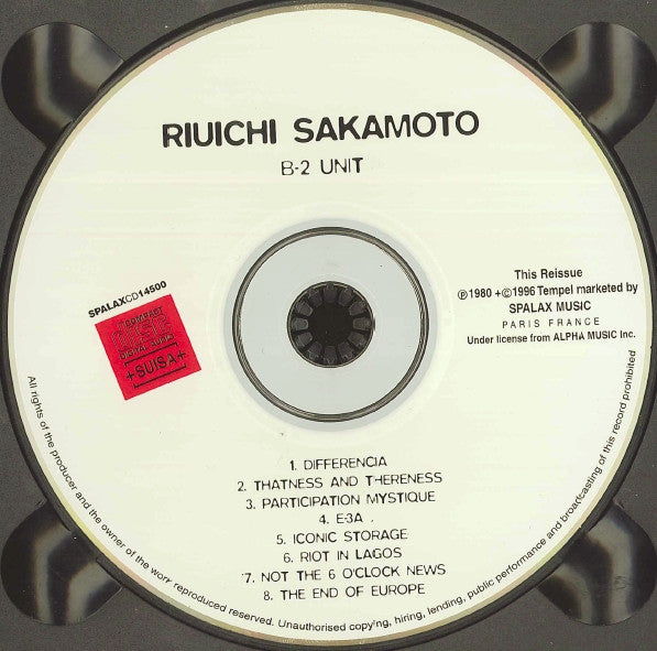 Riuichi Sakamoto* : B-2 Unit (CD, Album, RE, Dig)