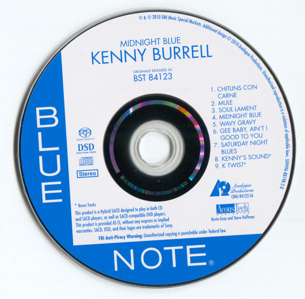 Kenny Burrell : Midnight Blue (SACD, Hybrid, Album, RE, RM, DSD)