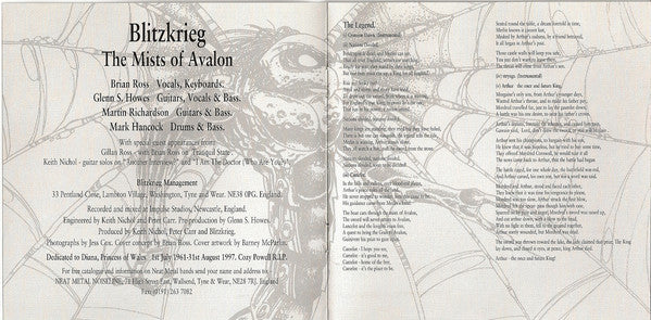 Blitzkrieg (5) : The Mists Of Avalon (CD, Album)