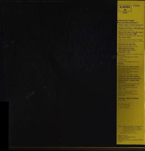 Albert De Klerk - Piet Kee : Historische Orgeln Aus Norddeutschland II = Historic Organs Of North Germany (Lüneburg • Stade • Ganderkesee • Westerhusen) (2xLP, Comp + Box)