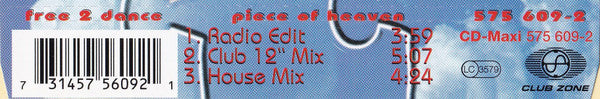Free 2 Dance : Piece Of Heaven (CD, Maxi)
