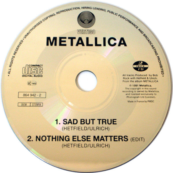Metallica : Sad But True (CD, Single, Car)