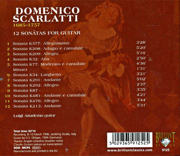 Domenico Scarlatti . Luigi Attademo : 12 Sonatas For Guitar (CD)