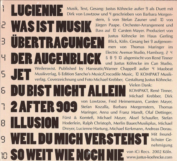 Justus Köhncke : Was Ist Musik (CD, Album)