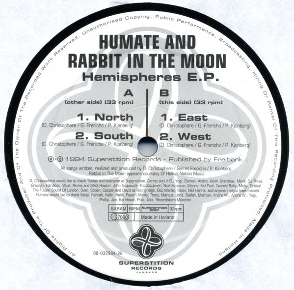 Humate And Rabbit In The Moon : Hemispheres E.P. (12", EP)