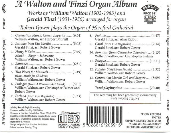 Robert Gower : A Walton And Finzi Organ Album (CD, Album)