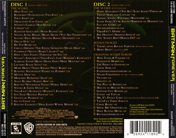 Elliot Goldenthal : Batman Forever (Original Motion Picture Score Album) (2xCD, Album, Ltd)