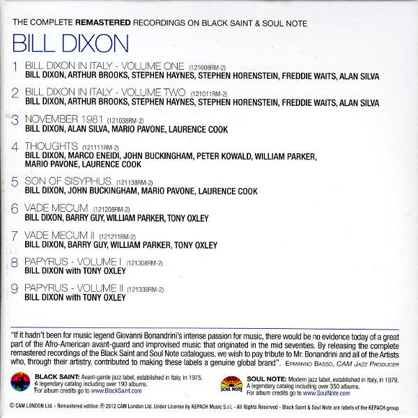 Bill Dixon : The Complete Remastered Recordings On Black Saint &amp; Soul Note (9xCD, Album, RE, RM + Box, Comp)