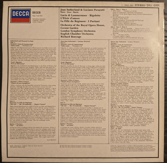 Joan Sutherland, Luciano Pavarotti, Orchestra Of The Royal Opera House, Covent Garden, London Symphony Orchestra, English Chamber Orchestra, Richard Bonynge : Joan Sutherland &amp; Luciano Pavarotti - Duets - Duos - Duette (LP, Comp)