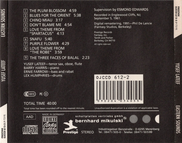 Yusef Lateef : Eastern Sounds (CD, Album, RE, RM)