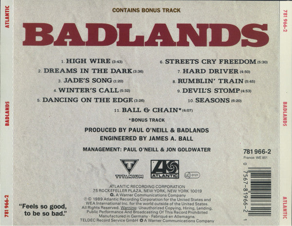 Badlands (2) : Badlands (CD, Album)