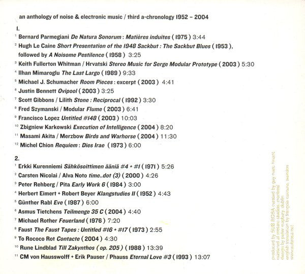 Various : An Anthology Of Noise &amp; Electronic Music / Third A-Chronology 1952-2004 (2xCD, Comp)