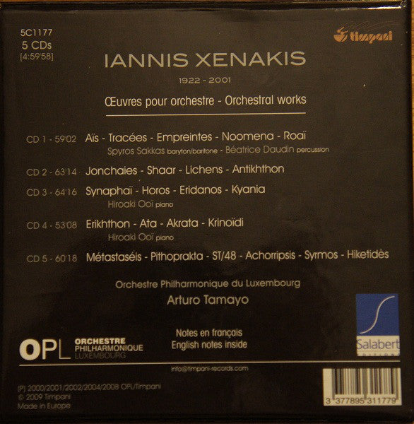 Iannis Xenakis - Orchestre Philharmonique Du Luxembourg, Arturo Tamayo : Oeuvres Pour Orchestre = Orchestral Works (CD, Album, RE + CD, Album, RE + CD, Album, RE + CD)
