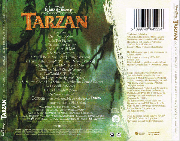 Phil Collins, Mark Mancina : Tarzan (Colonna Sonora Originale Walt Disney Records) (CD, Album, Enh)