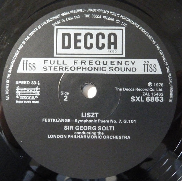 Liszt*, London Philharmonic Orchestra, Sir Georg Solti* : Symphonic Poems (Les Preludes / Prometheus / Festklänge) (LP)