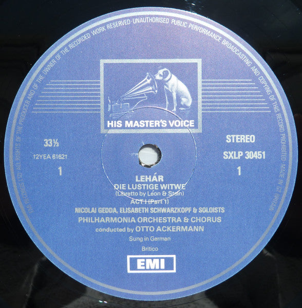 Lehár*, Elisabeth Schwarzkopf, Nicolai Gedda, Philharmonia Orchestra &amp; Chorus*, Otto Ackermann : The Merry Widow (2xLP, Album, RE)