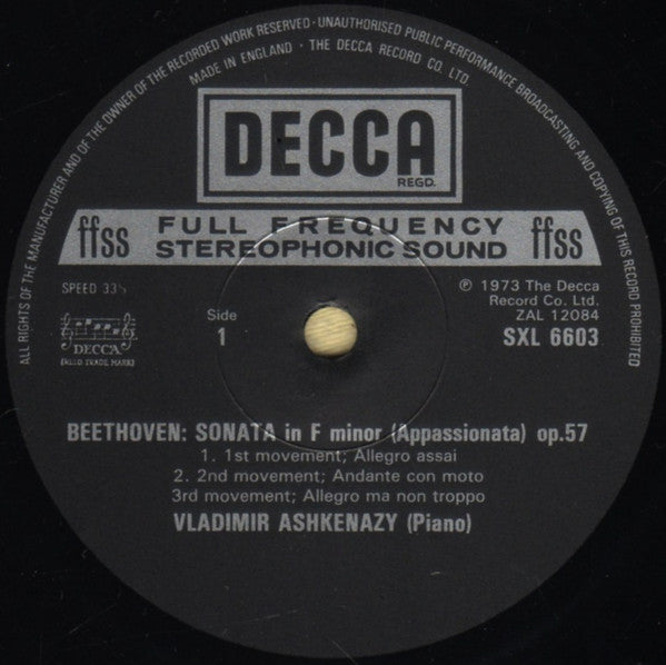 Beethoven* - Vladimir Ashkenazy : Sonata Op.57 In F Minor &quot;Appassionata&quot; / Sonata Op.10 No.3 In D Major (LP, Album)