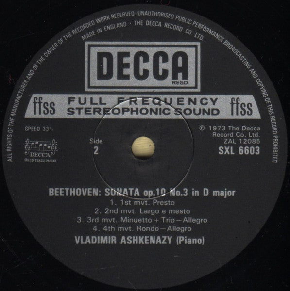 Beethoven* - Vladimir Ashkenazy : Sonata Op.57 In F Minor &quot;Appassionata&quot; / Sonata Op.10 No.3 In D Major (LP, Album)