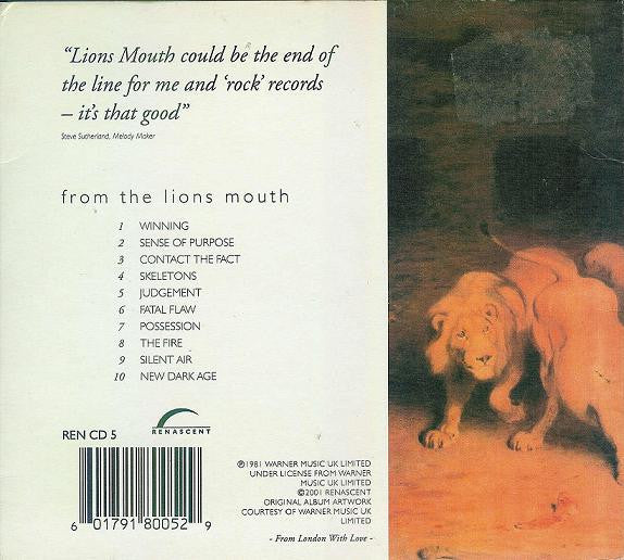 The Sound (2) : From The Lions Mouth (CD, Album, RE)