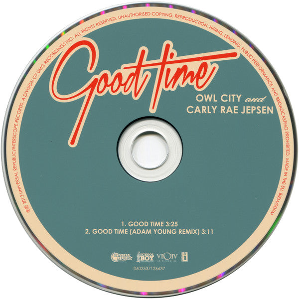 Owl City And Carly Rae Jepsen : Good Time (CD, Single)