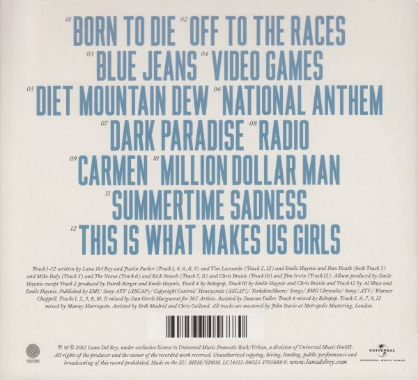 Lana Del Rey : Born To Die (CD, Album, Car)