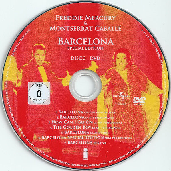 Freddie Mercury &amp; Montserrat Caballé : Barcelona (CD, Album + CD, Comp + DVD-V, Comp + CD, Album + D)