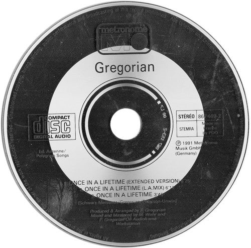 Gregorian (3) Feat. Sisters Of Oz : Once In A Lifetime (CD, Maxi)