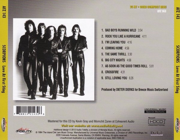 Scorpions : Love At First Sting (HDCD, Album, Ltd, Num, RE, RM, 24 )