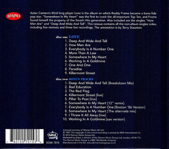 Aztec Camera : Love (CD, Album, RE, RM + CD, Comp, MP, RM + Dlx)