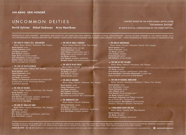 Jan Bang, Erik Honoré, David Sylvian, Sidsel Endresen, Arve Henriksen : Uncommon Deities (CD, Album, Dig)