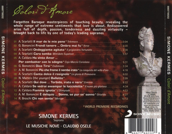 Simone Kermes, Le Musiche Nove, Claudio Osele : Colori D&#39;Amore (CD, Album)