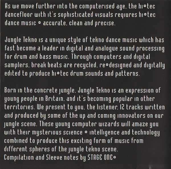 Various : Jungle Tekno 4 (Intelligence + Technology) (CD, Comp)