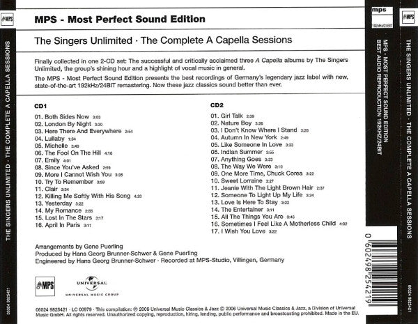 The Singers Unlimited : The Complete A Capella Sessions (2xCD, Comp, RM)