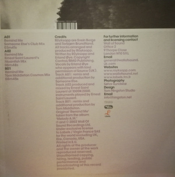 Röyksopp : Remind Me (12")