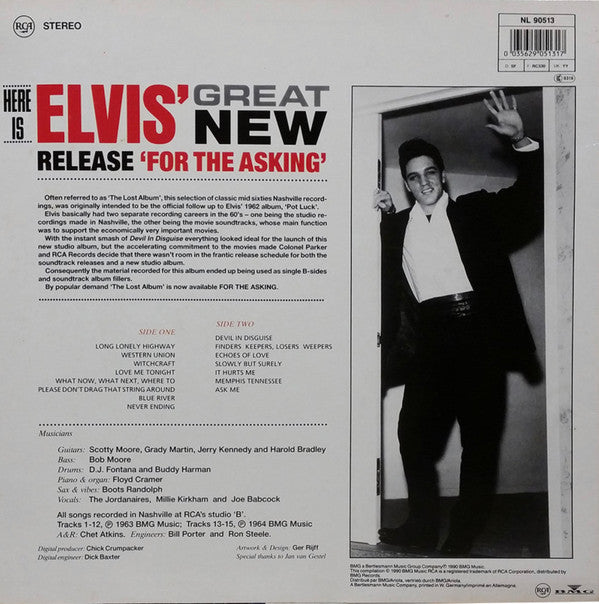 Elvis Presley : For The Asking (The Lost Album) (LP, Album, Comp)