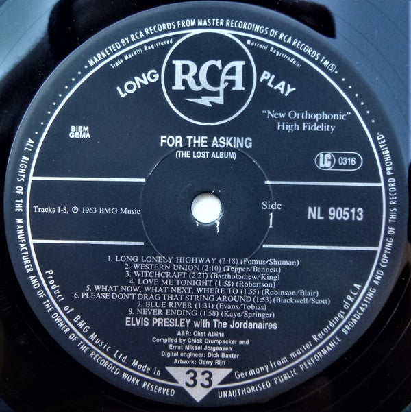 Elvis Presley : For The Asking (The Lost Album) (LP, Album, Comp)