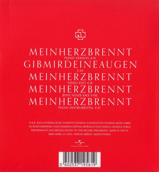 Rammstein : Mein Herz Brennt (CD, Single, Ltd)