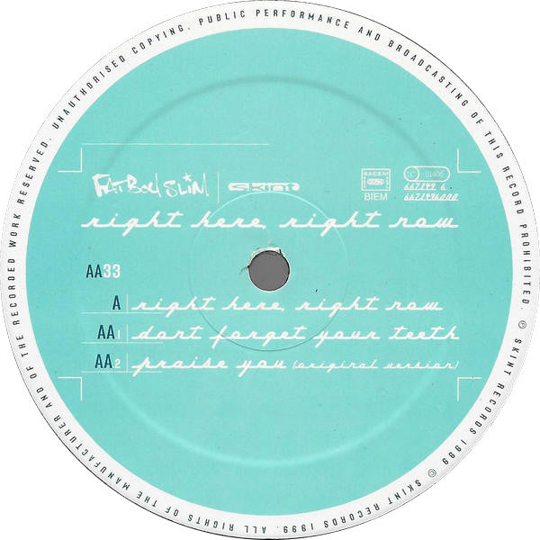Fatboy Slim : Right Here Right Now (12")