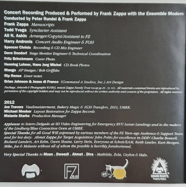 Frank Zappa, Ensemble Modern : The Yellow Shark (CD, Album, RE)