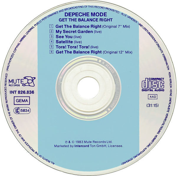 Depeche Mode : Get The Balance Right And Live Tracks (CD, Maxi, RE)