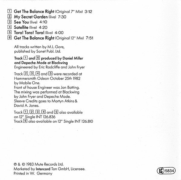 Depeche Mode : Get The Balance Right And Live Tracks (CD, Maxi, RE)