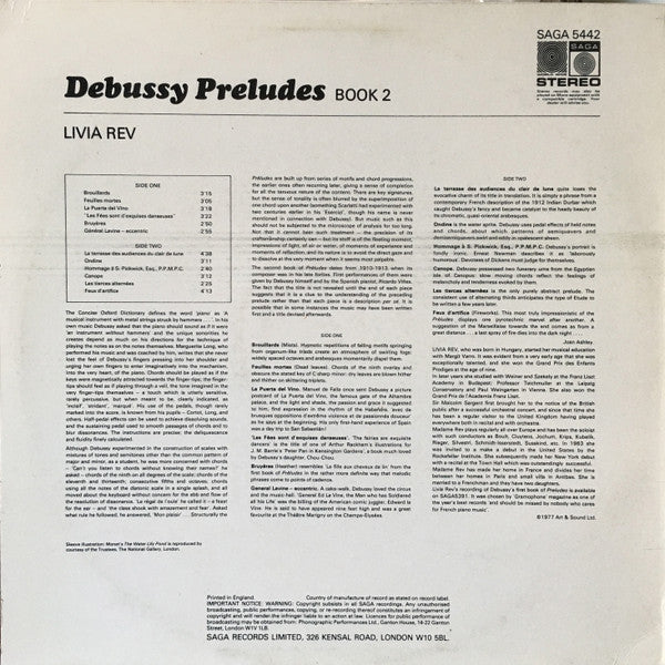 Debussy*, Livia Rev : Preludes, Book 2 (LP)