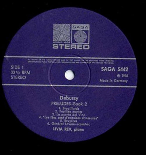 Debussy*, Livia Rev : Preludes, Book 2 (LP)