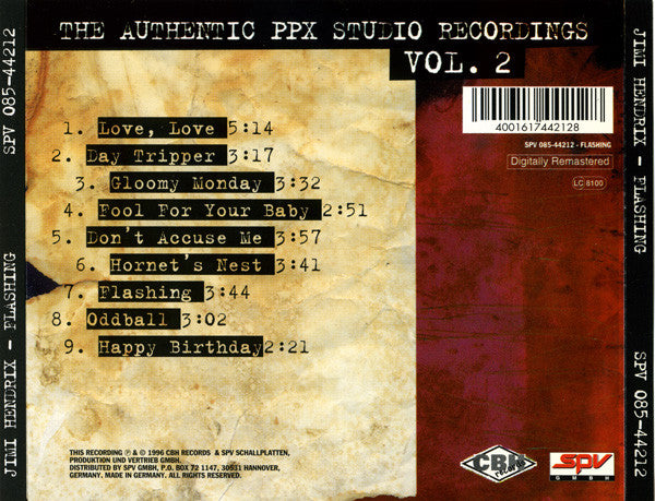 Jimi Hendrix : Flashing (CD, Album, RM)