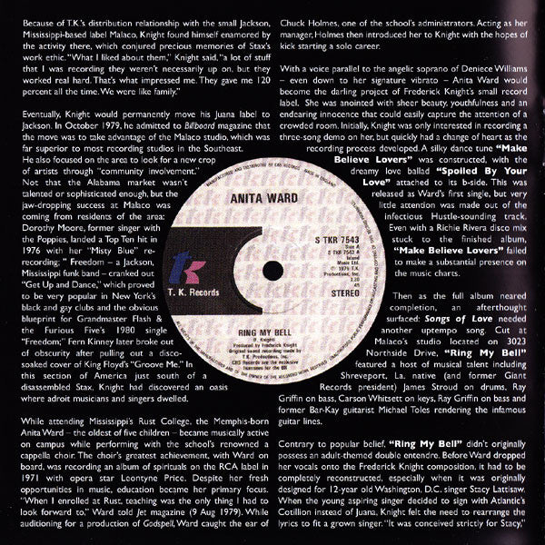 Anita Ward : Songs Of Love (CD, Album, MP, RE, RM)