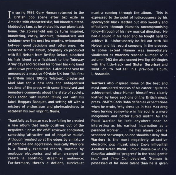 Gary Numan : Warriors (CD, Album, RE, RM)