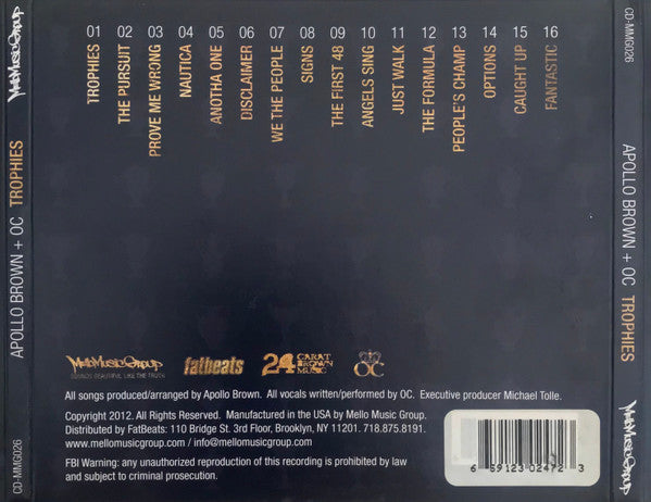 Apollo Brown + OC* : Trophies (CD, Album)