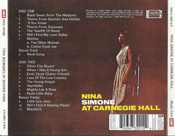 Nina Simone : At Carnegie Hall (2xCD, Album, Copy Prot., RE, RM)