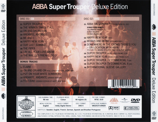 ABBA : Super Trouper (CD, Album, RM + DVD-V, NTSC + Dlx, RE, Jew)